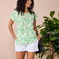 Diana - Green Vintage Damaske: Basic Round neck top