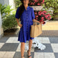 Julie - Royal Blue: Tiered Button-up Dress in Poplin