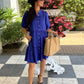 Julie - Royal Blue: Tiered Button-up Dress in Poplin