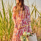 Sue - Forest Meander: Shirt dress with belt and cuffed 3/4 sleeves