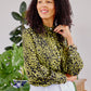 Ellie - Green Leopard: Classic Collared Shirt with a Cuff