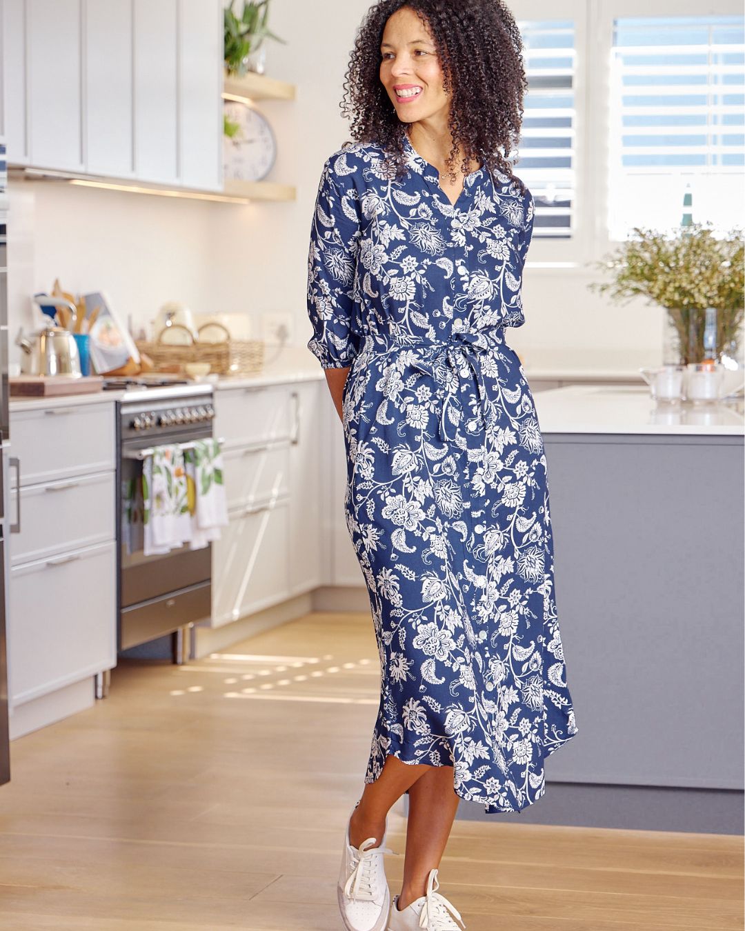 Beauty - Havanna Paisley: Classic Shirt dress with 3/4 elasticated sleeves