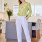 Emma - White Rayon linen: Classic slim leg pants with mid to high rise elasticated waistband