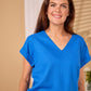 Sadie - Blue Linen: Basic V-neck top