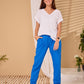 Emma - Blue linen: Classic slim leg pants