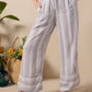 Caprice - Navy stripe: Wide leg linen pants with Elasticated waistband