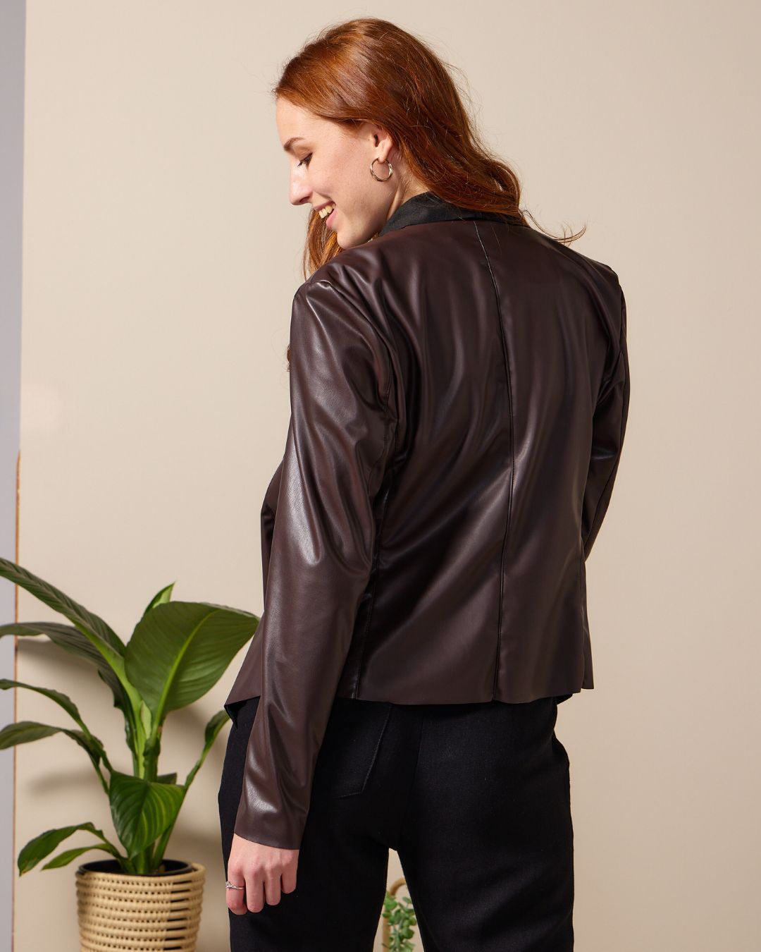 Dakota - Dark Brown: Fitted Waterfall Jacket