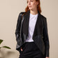 Dakota - Black Pleather: Fitted Waterfall Jacket