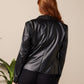 Dakota - Black Pleather: Fitted Waterfall Jacket