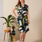 Venice - Tropic Thunder: Classic Midi Collared Shirt dress with Belt