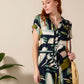 Venice - Tropic Thunder: Classic Midi Collared Shirt dress with Belt