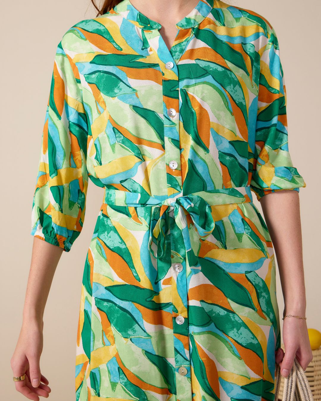 Beauty - Echo: Classic Shirt dress with 3/4 elasticated sleeves