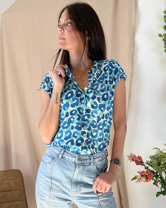 Cora - Leopard Paint: Button up blouse