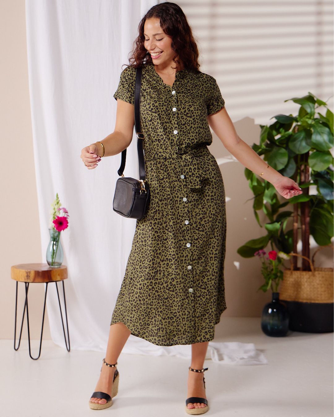 Iris - Fiesty Leopard: Classic Button up Maxi Shirt Dress