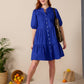 Julie - Royal Blue: Tiered Button-up Dress in Poplin