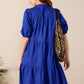 Julie - Royal Blue: Tiered Button-up Dress in Poplin