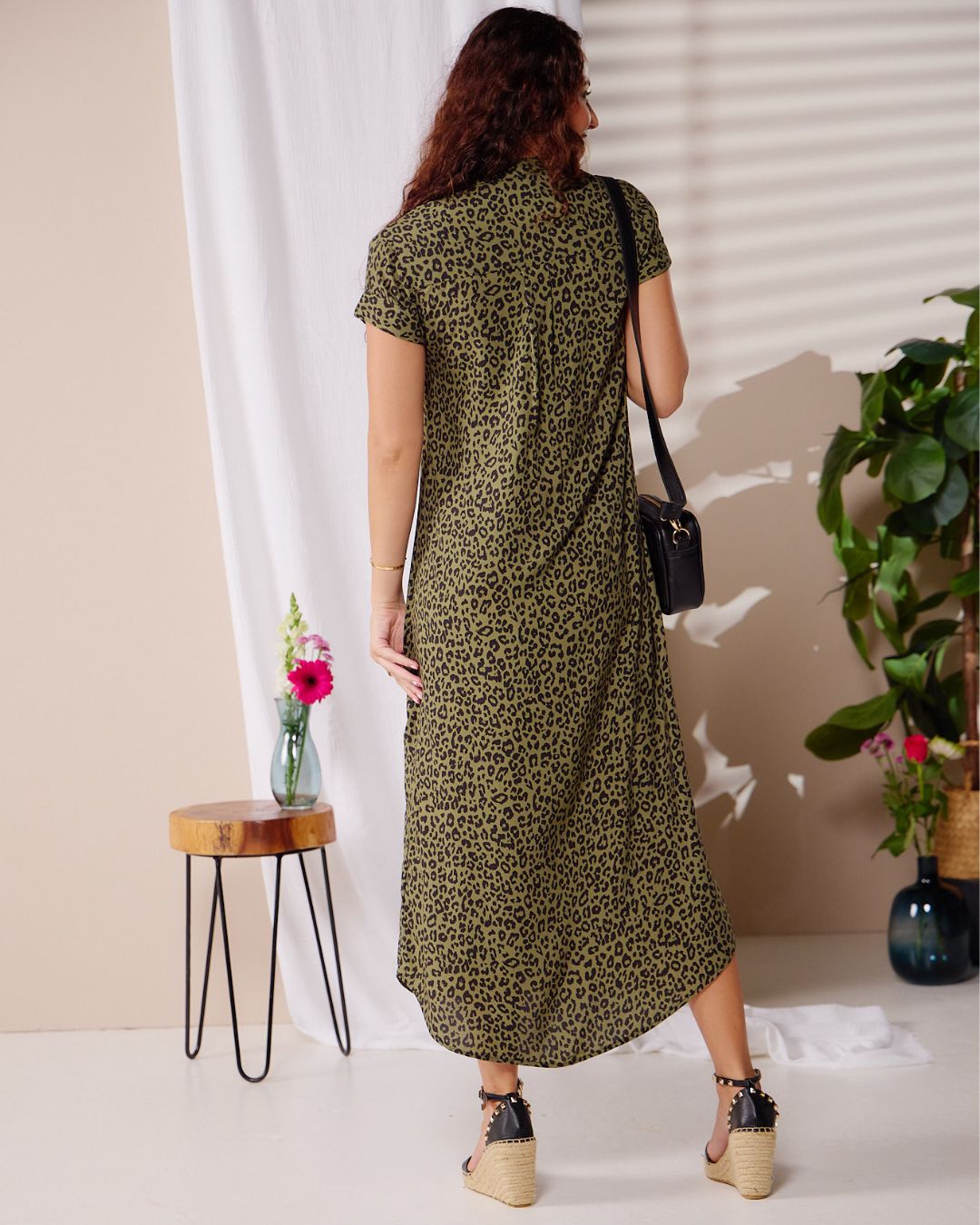 Iris - Fiesty Leopard: Classic Button up Maxi Shirt Dress