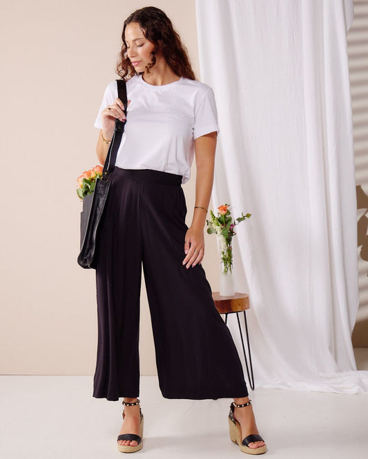 Harper - Black: Culotte Pants with pockets