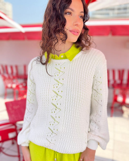 Lacey - Ivory: Textured Knitwear