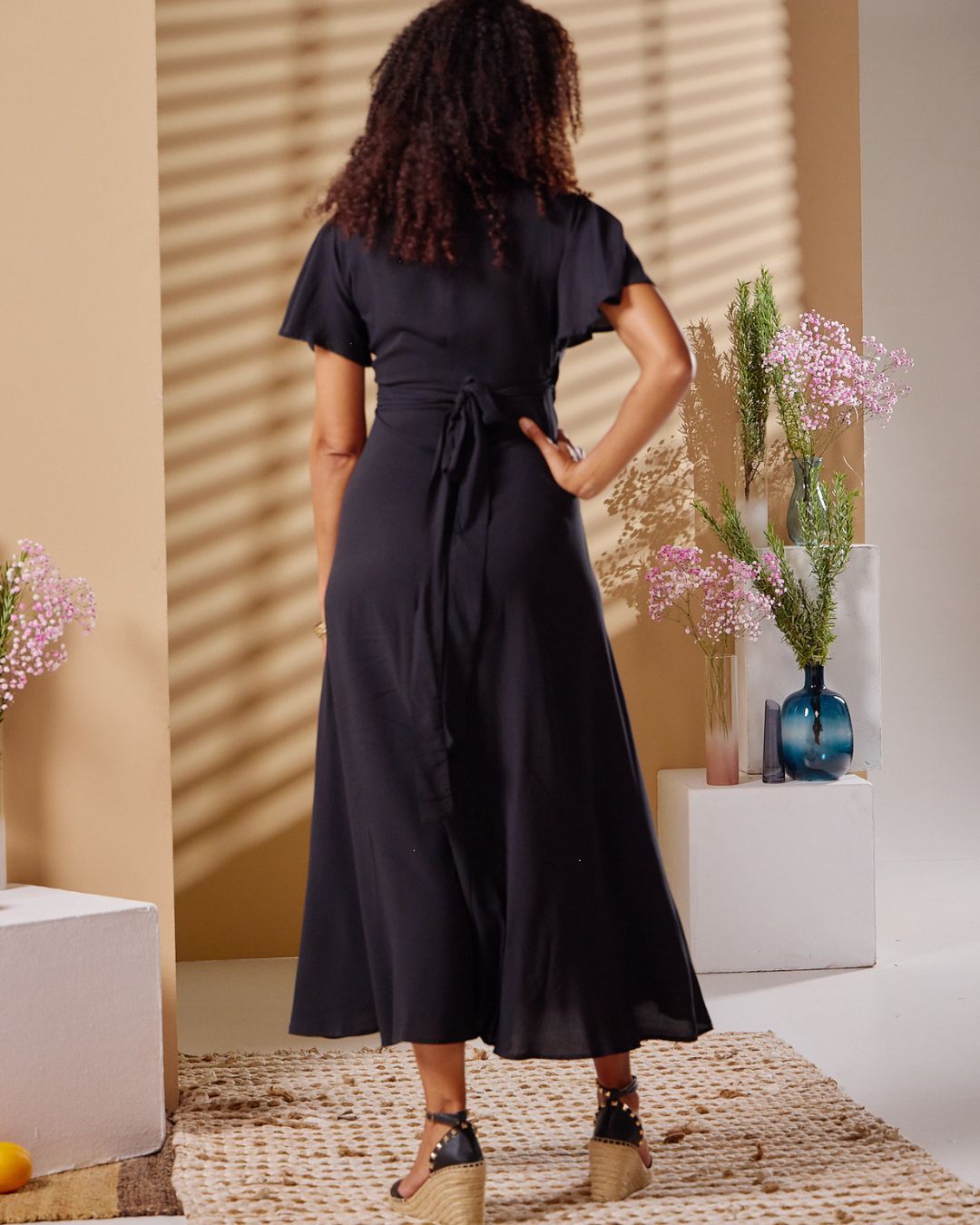 Bonny - Black: Maxi Wrap dress