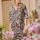 Kerry - Safari Wild: Classic midi shift dress with 3/4 sleeves