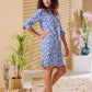 Kerry - Painted Leopard: Classic midi shift dress with 3/4 sleeves