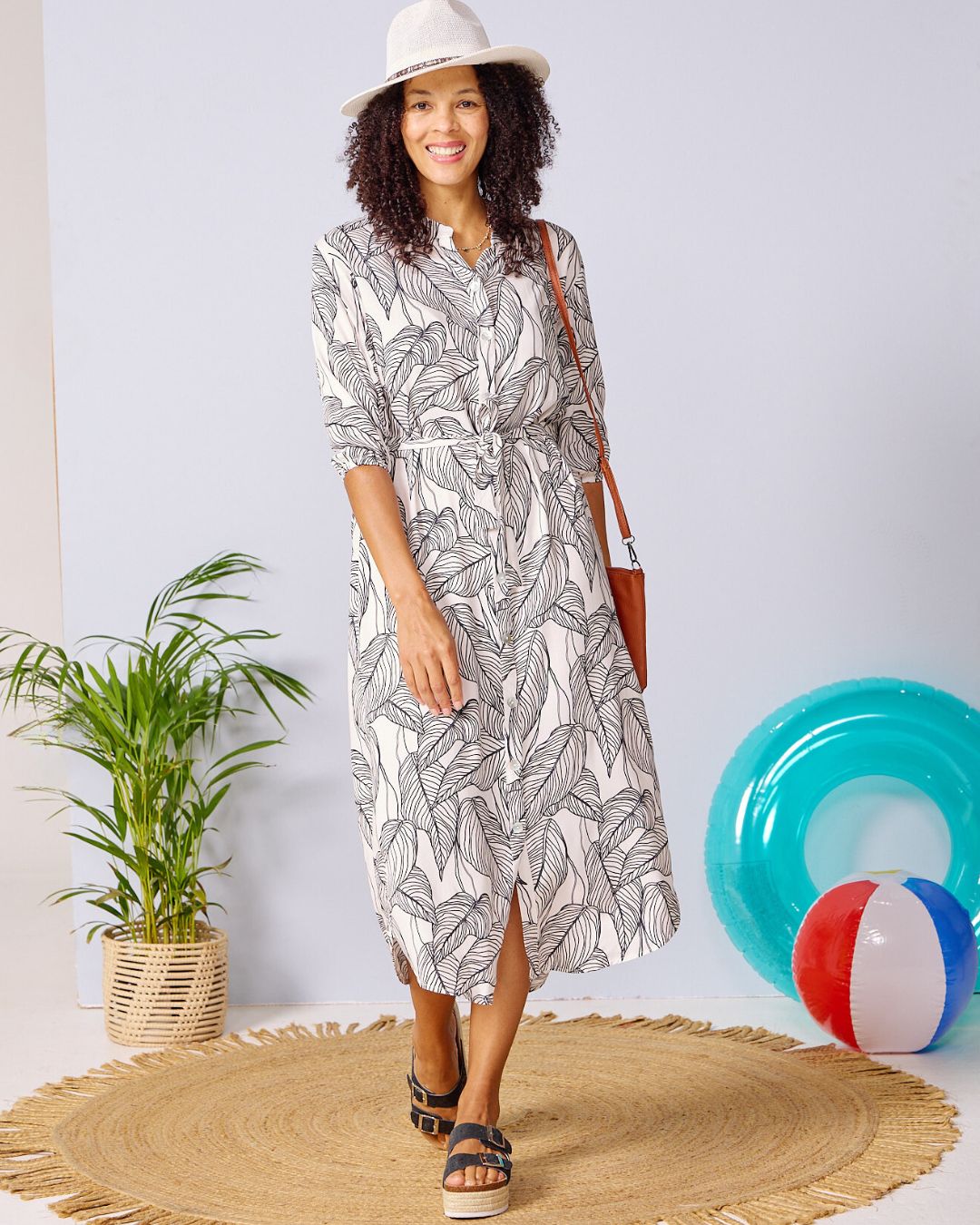 Beauty - Storm Bush: Classic Shirt dress with 3/4 elasticated sleeves