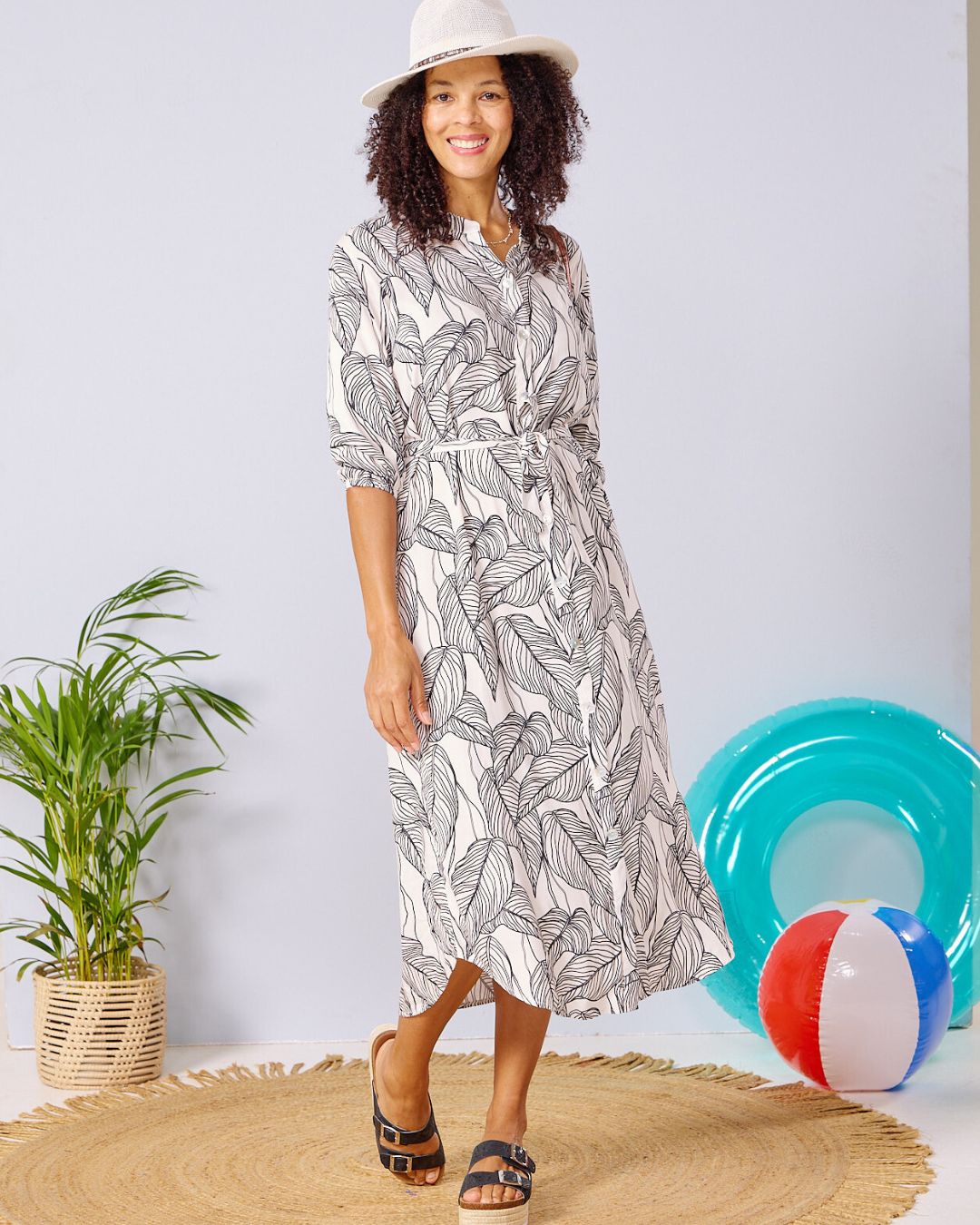 Beauty - Storm Bush: Classic Shirt dress with 3/4 elasticated sleeves