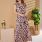 Coco - Pink Oversize leopard: Button-up classic tiered dress with detachable belt