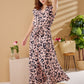 Coco - Pink Oversize leopard: Button-up classic tiered dress with detachable belt