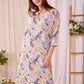 Kerry - Floral Gem: Classic midi shift dress with 3/4 sleeves