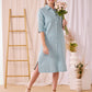 Sarah - Dream blue linen:  Classic midi shirt dress