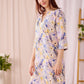 Kerry - Floral Gem: Classic midi shift dress with 3/4 sleeves