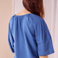 Amy - Pacific Blue: Flowy V-neck blouse